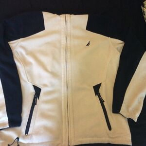 Nautica Men’s Cream and Black Lightweight Fleece Jacket